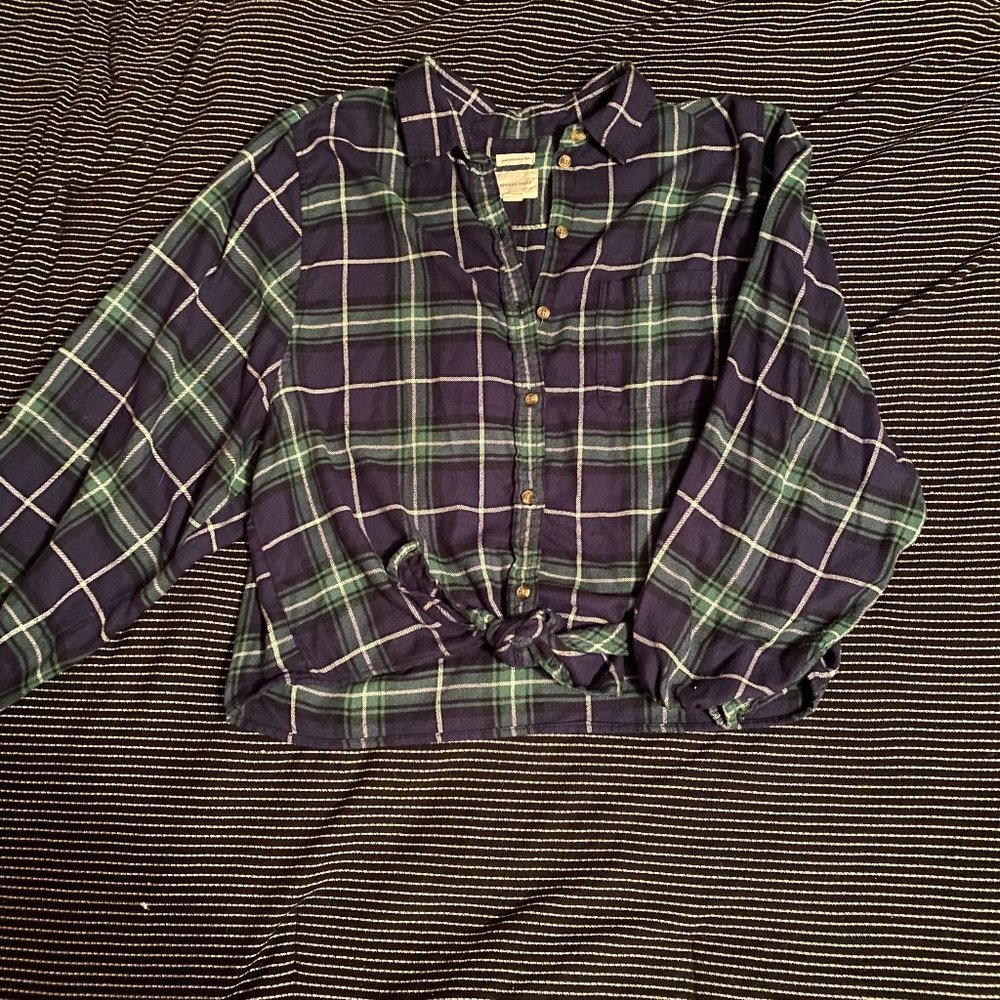 SOFT PLAID FLANNEL TOP | TIE UP FRONT